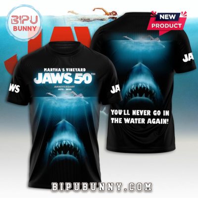 Jaws 50th Anniversary 1975 – 2025 Black Hoodie