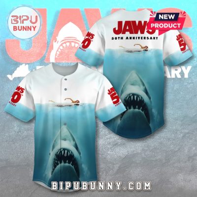 Jaws 50th Anniversary Retro Movie Baseball Jersey