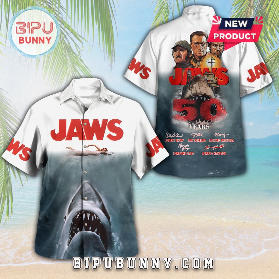 Jaws 50th Anniversary Signatures Hawaiian Shirt Jaws 50th Anniversary Signatures Hawaiian Shirt