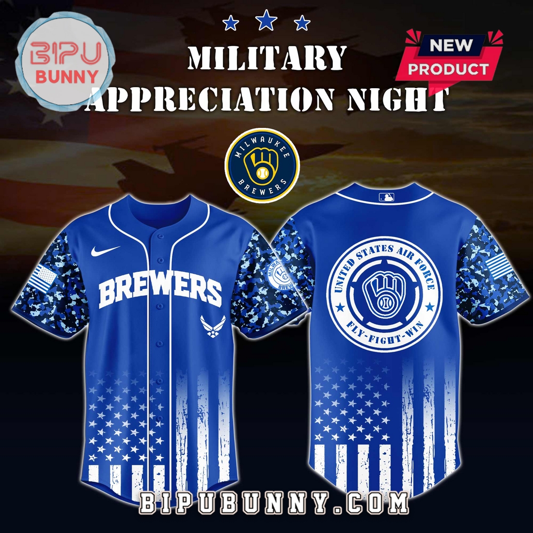 Milwaukee Brewers MLB x Air Force Military Appreciation Night Baseball Jersey Milwaukee Brewers MLB x Air Force Military Appreciation Night Baseball Jersey