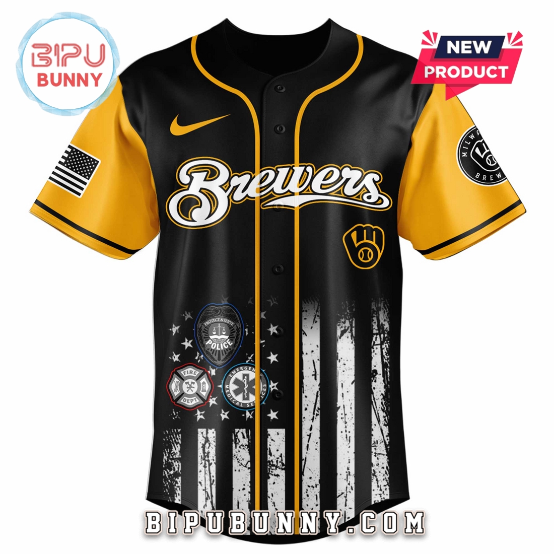 Milwaukee Brewers MLB x First Responders Night Baseball Jersey Milwaukee Brewers MLB x First Responders Night Baseball Jersey