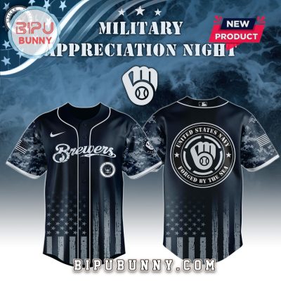 Milwaukee Brewers MLB x Navy Military Appreciation Night Baseball Jersey