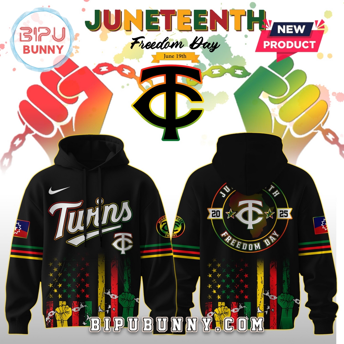 Minnesota Twins MLB x Juneteenth Freedom Day Hoodie And Pants Minnesota Twins MLB x Juneteenth Freedom Day Hoodie And Pants