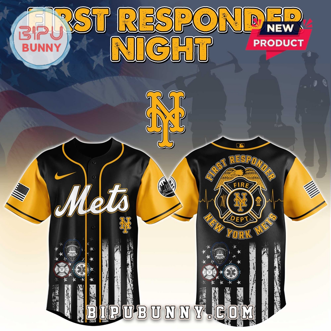 New York Mets MLB x First Responders Night Baseball Jersey New York Mets MLB x First Responders Night Baseball Jersey