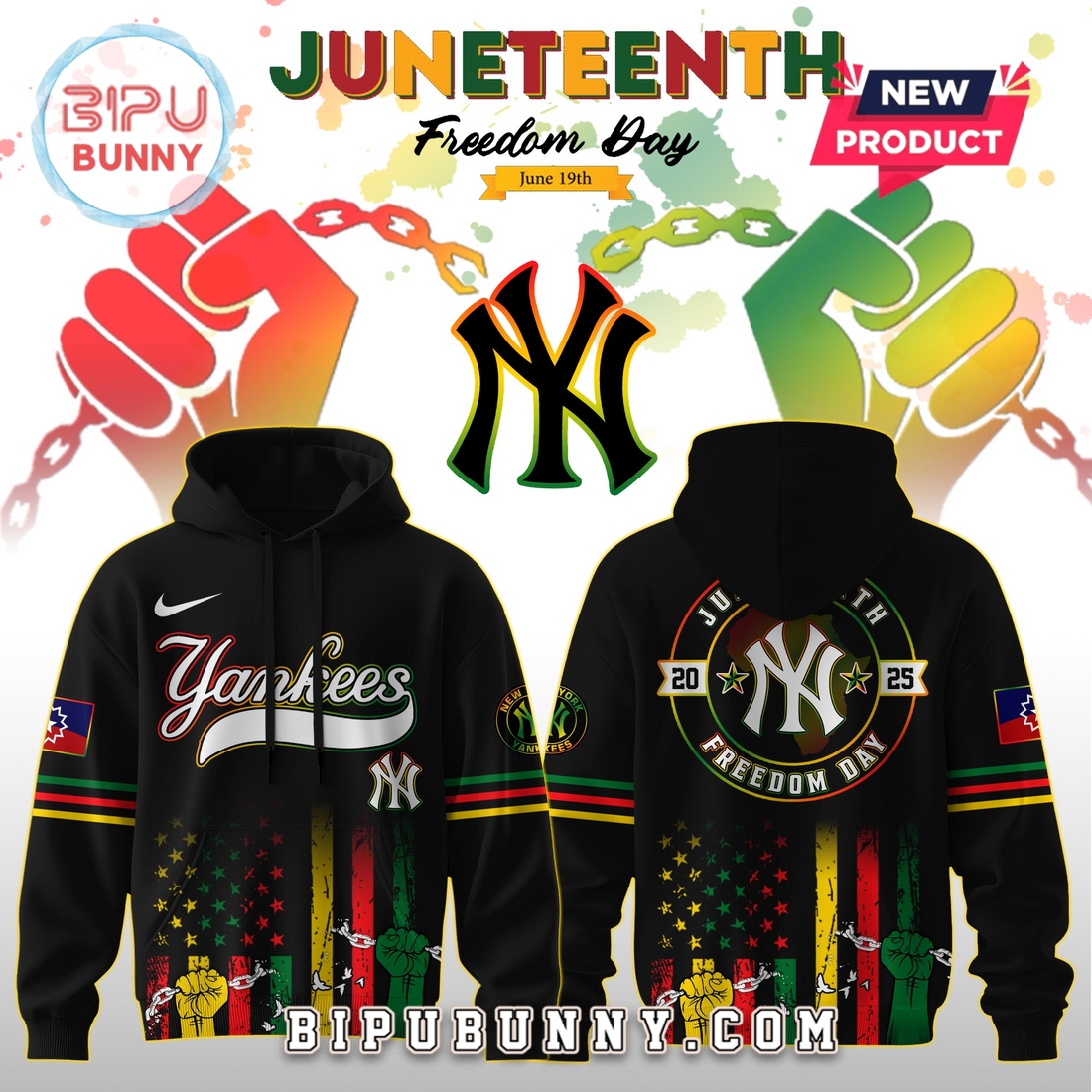New York Yankees MLB x Juneteenth Freedom Day Hoodie And Pants New York Yankees MLB x Juneteenth Freedom Day Hoodie And Pants