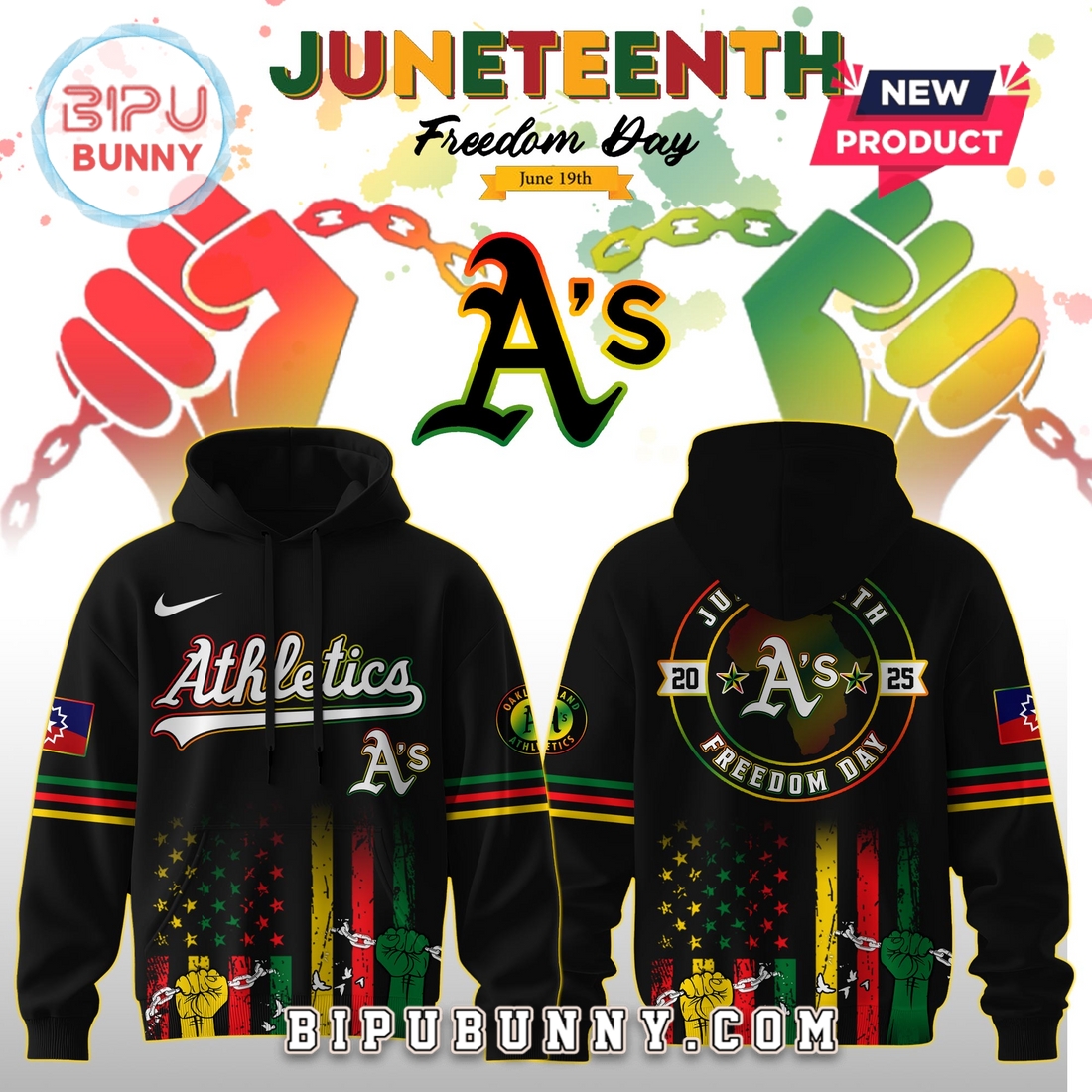 Oakland Athletics MLB x Juneteenth Freedom Day Hoodie And Pants Oakland Athletics MLB x Juneteenth Freedom Day Hoodie And Pants