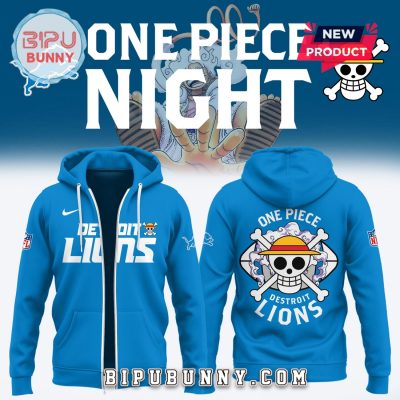 One Piece x Detroit Lions Blue Hoodie And Pants