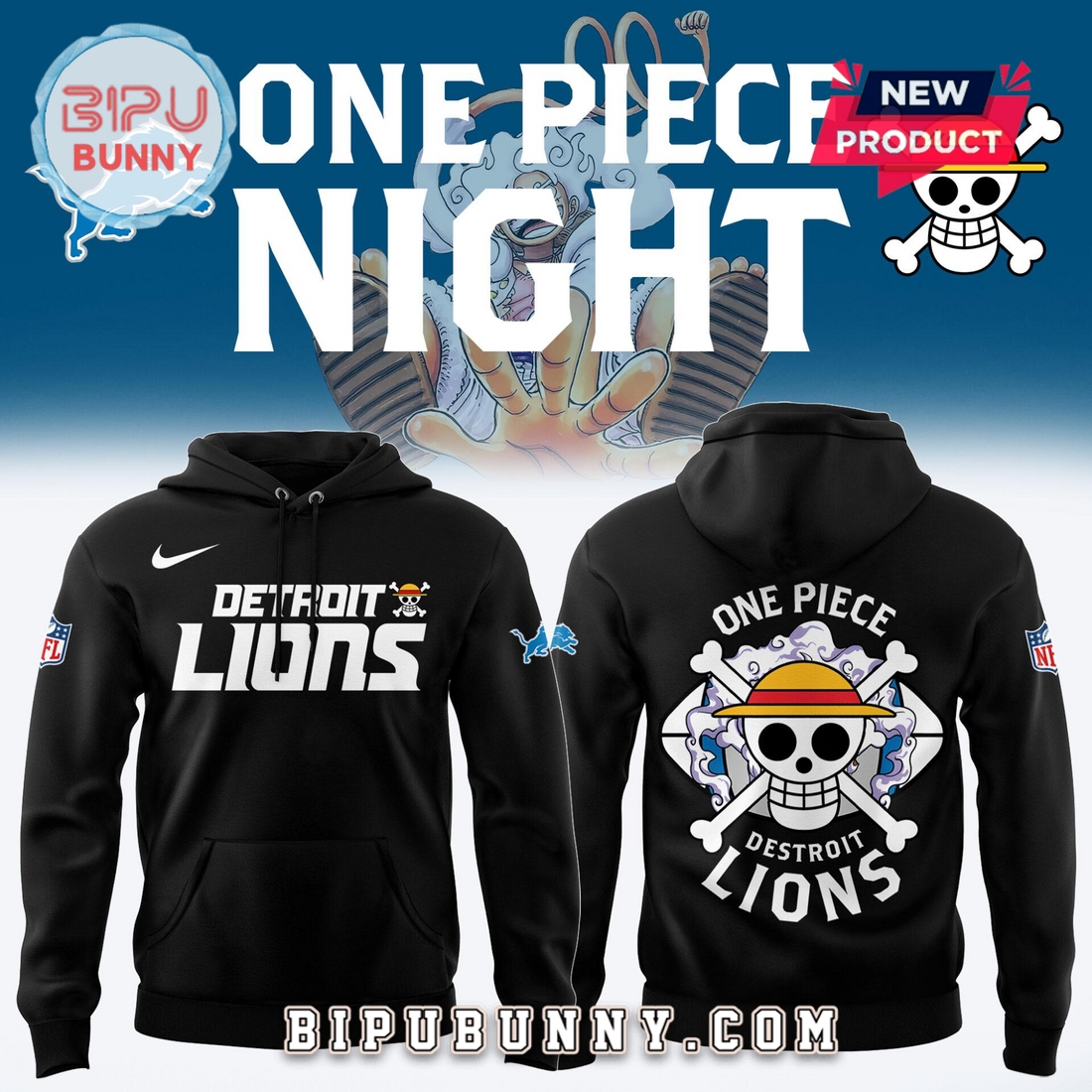 One Piece x Detroit Lions Limited Edition Hoodie One Piece x Detroit Lions Limited Edition Hoodie