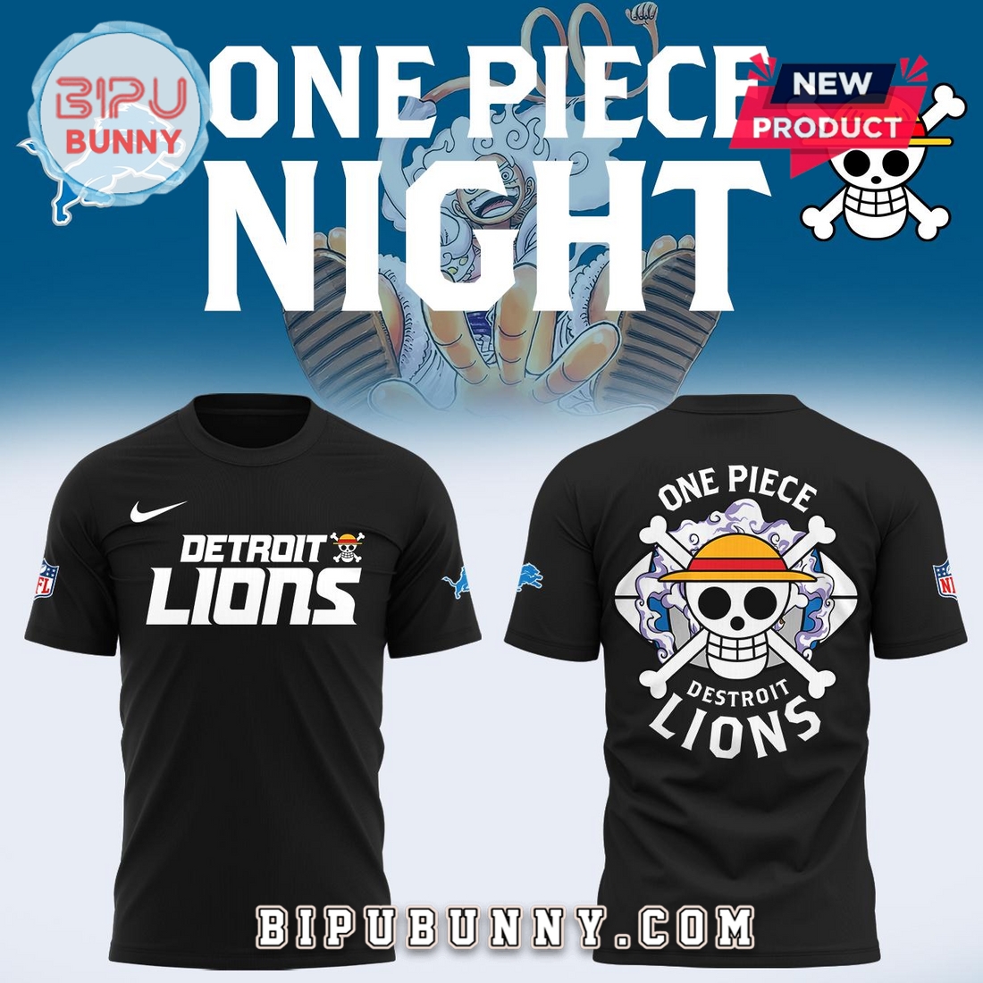 One Piece x Detroit Lions Limited Edition Hoodie One Piece x Detroit Lions Limited Edition Hoodie