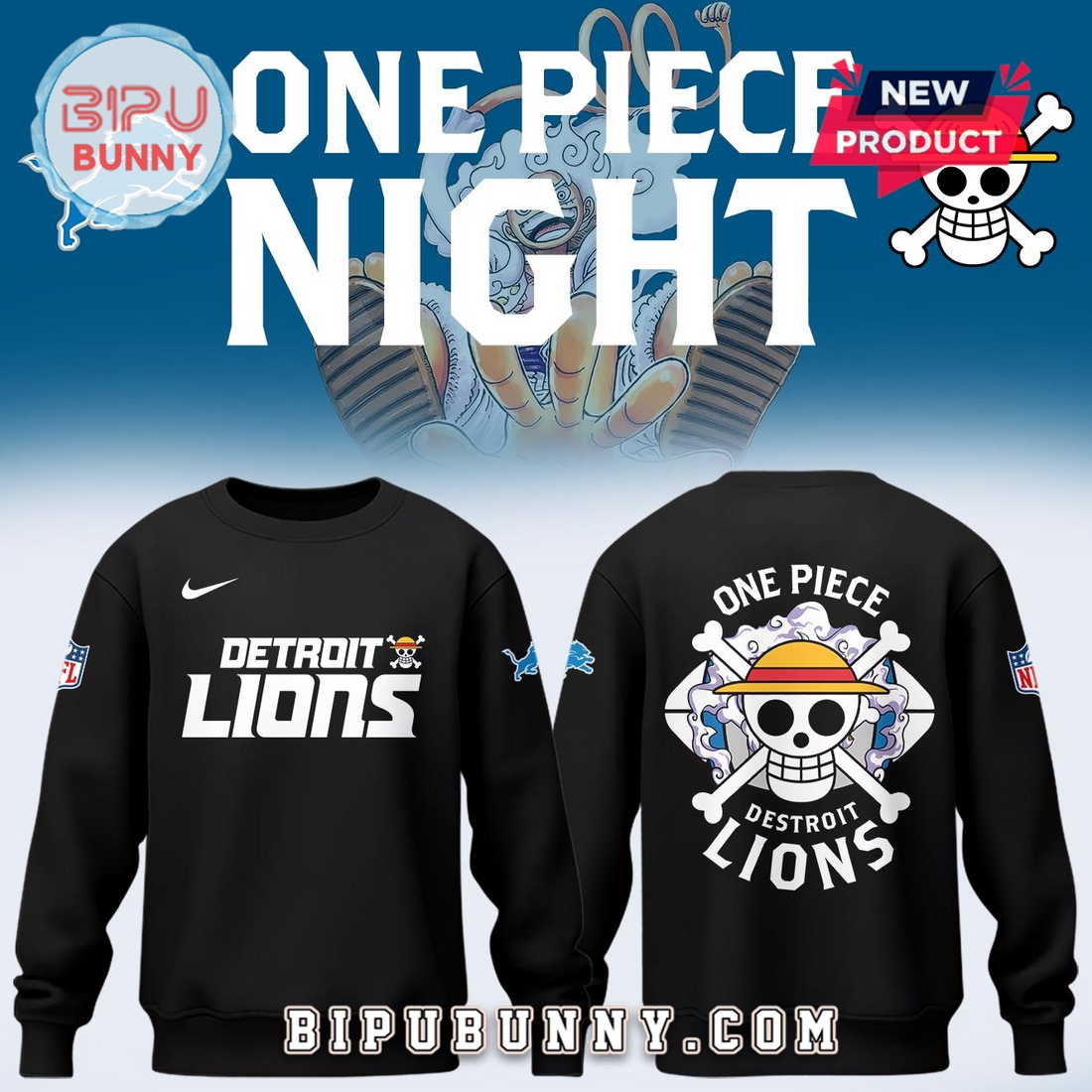 One Piece x Detroit Lions Limited Edition Hoodie One Piece x Detroit Lions Limited Edition Hoodie