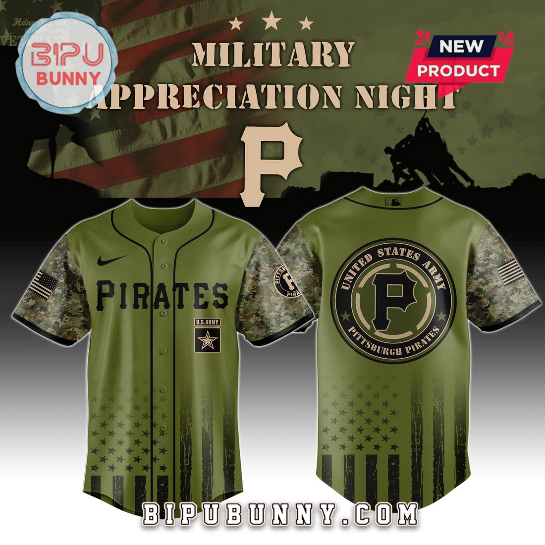 Pittsburgh Pirates MLB x Army Military Appreciation Night Baseball Jersey Pittsburgh Pirates MLB x Army Military Appreciation Night Baseball Jersey