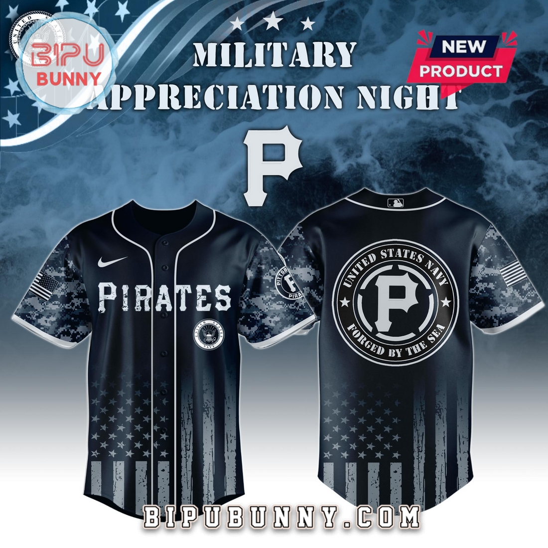 Pittsburgh Pirates MLB x Navy Military Appreciation Night Baseball Jersey Pittsburgh Pirates MLB x Navy Military Appreciation Night Baseball Jersey