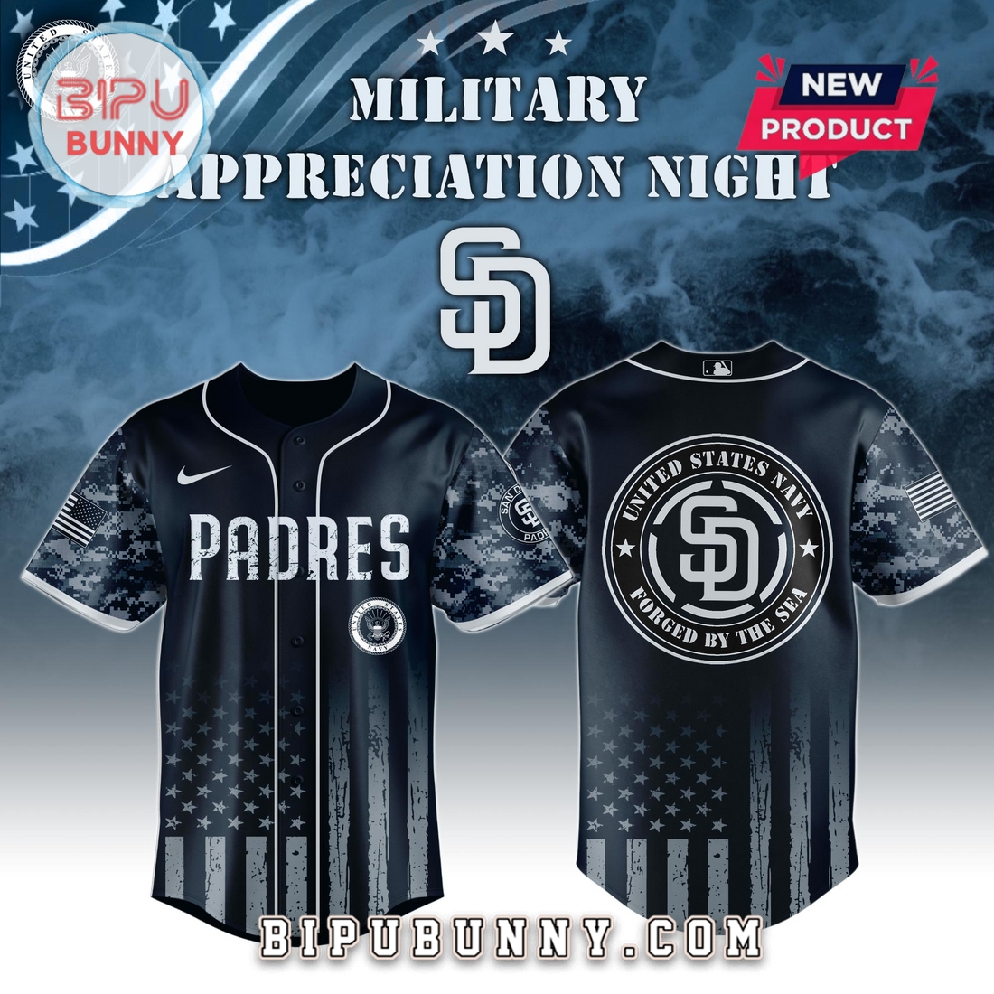 San Diego Padres MLB x Navy Military Appreciation Night Baseball Jersey San Diego Padres MLB x Navy Military Appreciation Night Baseball Jersey