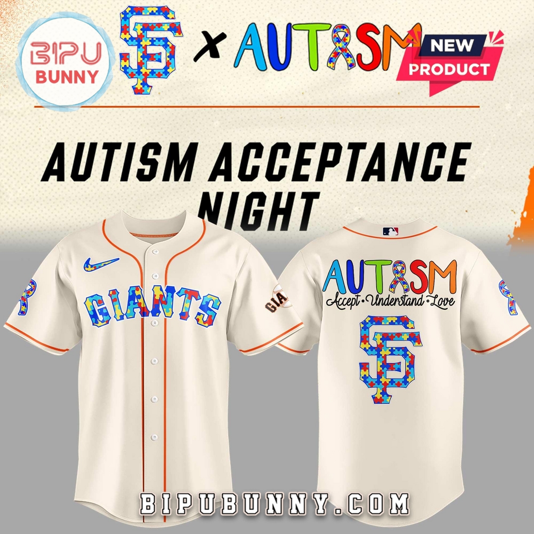 San Francisco Giants Autism Night Baseball Jersey San Francisco Giants Autism Night Baseball Jersey