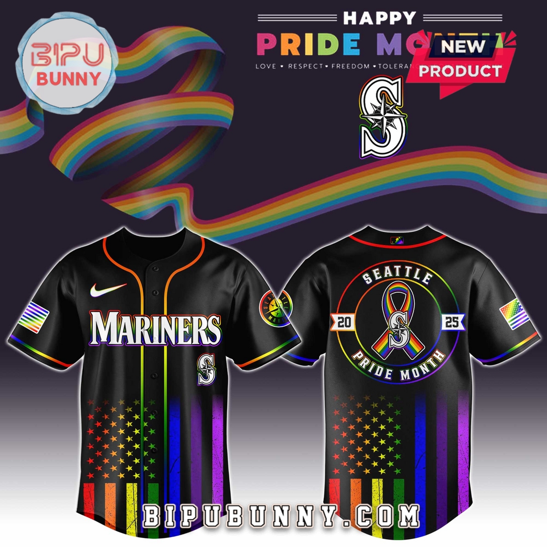 Seattle Mariners Happy Pride Month Baseball Jersey Seattle Mariners Happy Pride Month Baseball Jersey