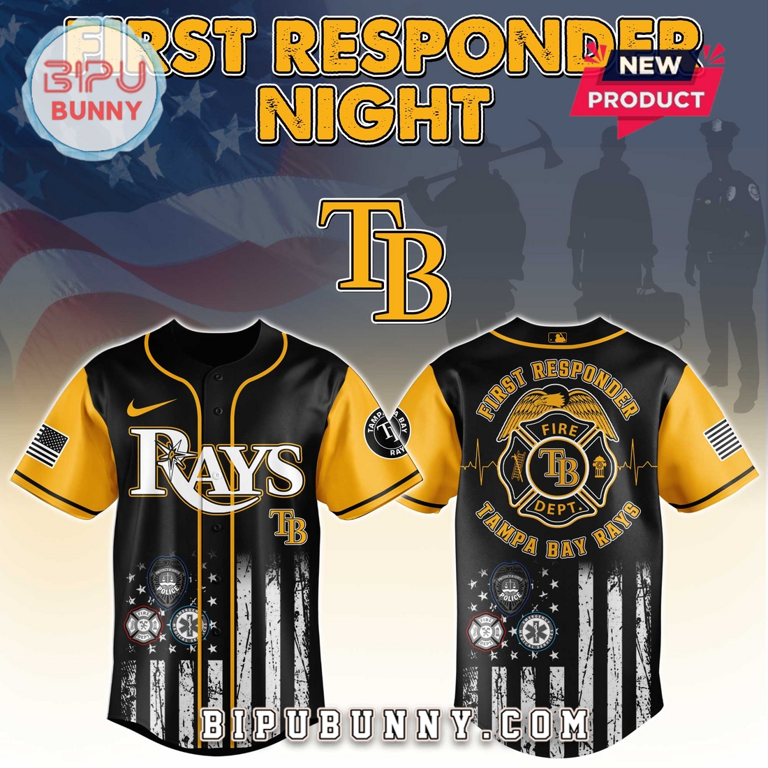 Tampa Bay Rays MLB x First Responders Night Baseball Jersey Tampa Bay Rays MLB x First Responders Night Baseball Jersey