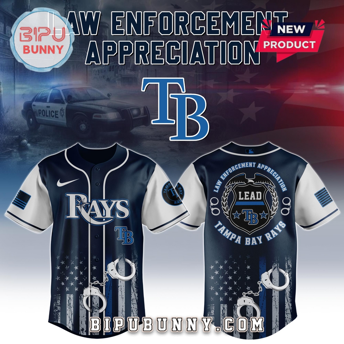 Tampa Bay Rays MLB x Law Enforcement Appreciation Day Baseball Jersey Tampa Bay Rays MLB x Law Enforcement Appreciation Day Baseball Jersey