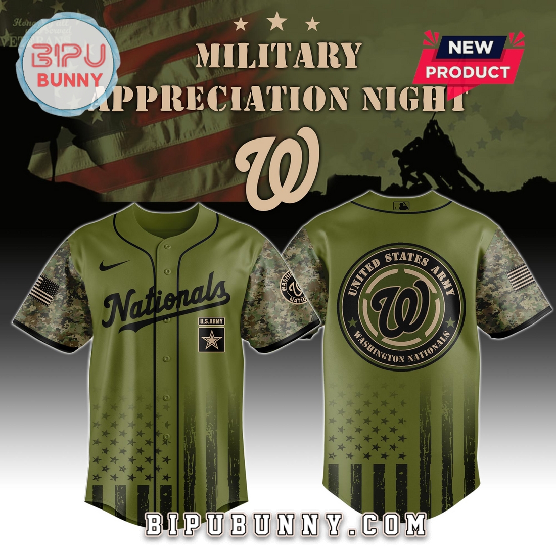 Washington Nationals MLB x Army Military Appreciation Night Baseball Jersey Washington Nationals MLB x Army Military Appreciation Night Baseball Jersey