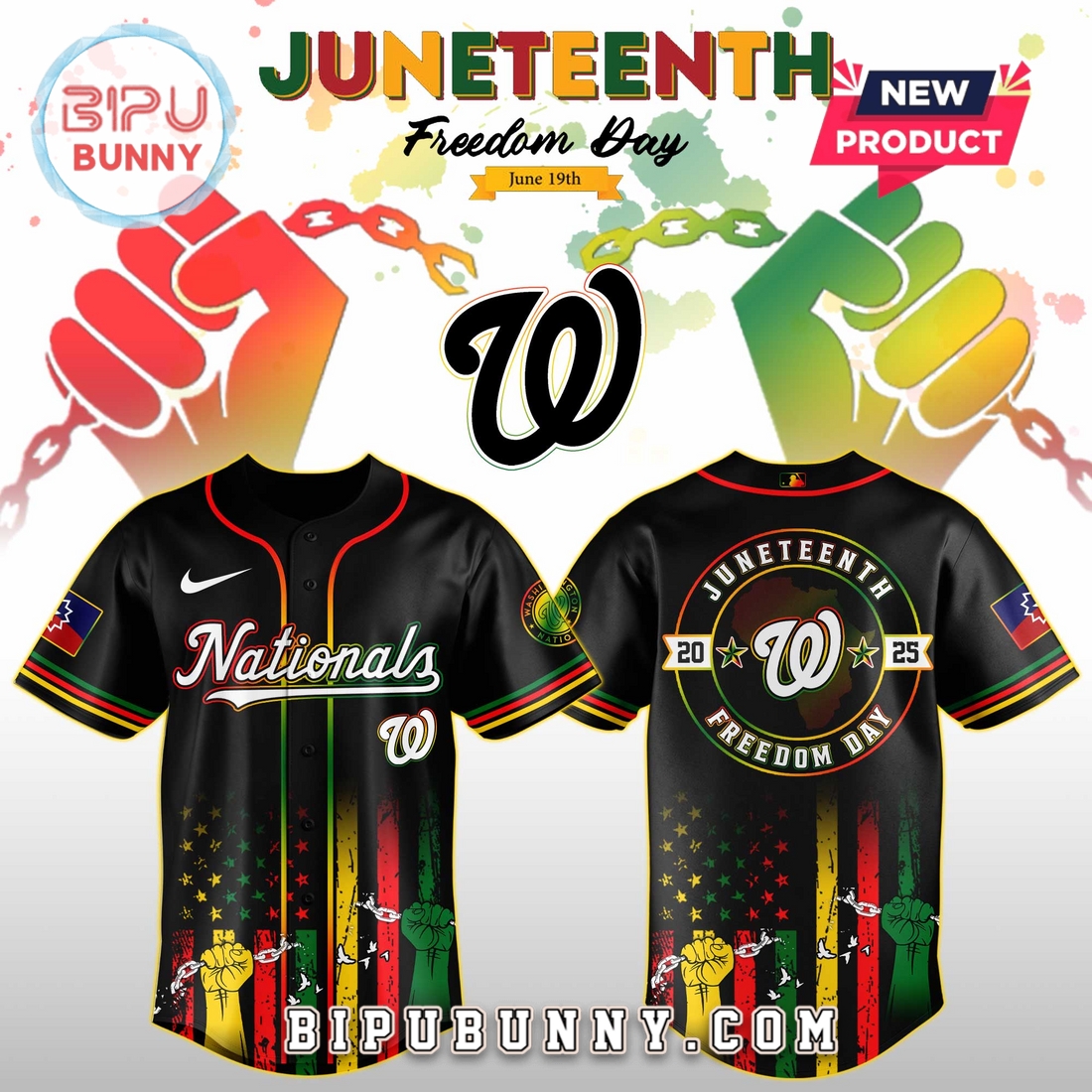 Washington Nationals MLB x Juneteenth Day 2025 Baseball Jersey Washington Nationals MLB x Juneteenth Day 2025 Baseball Jersey