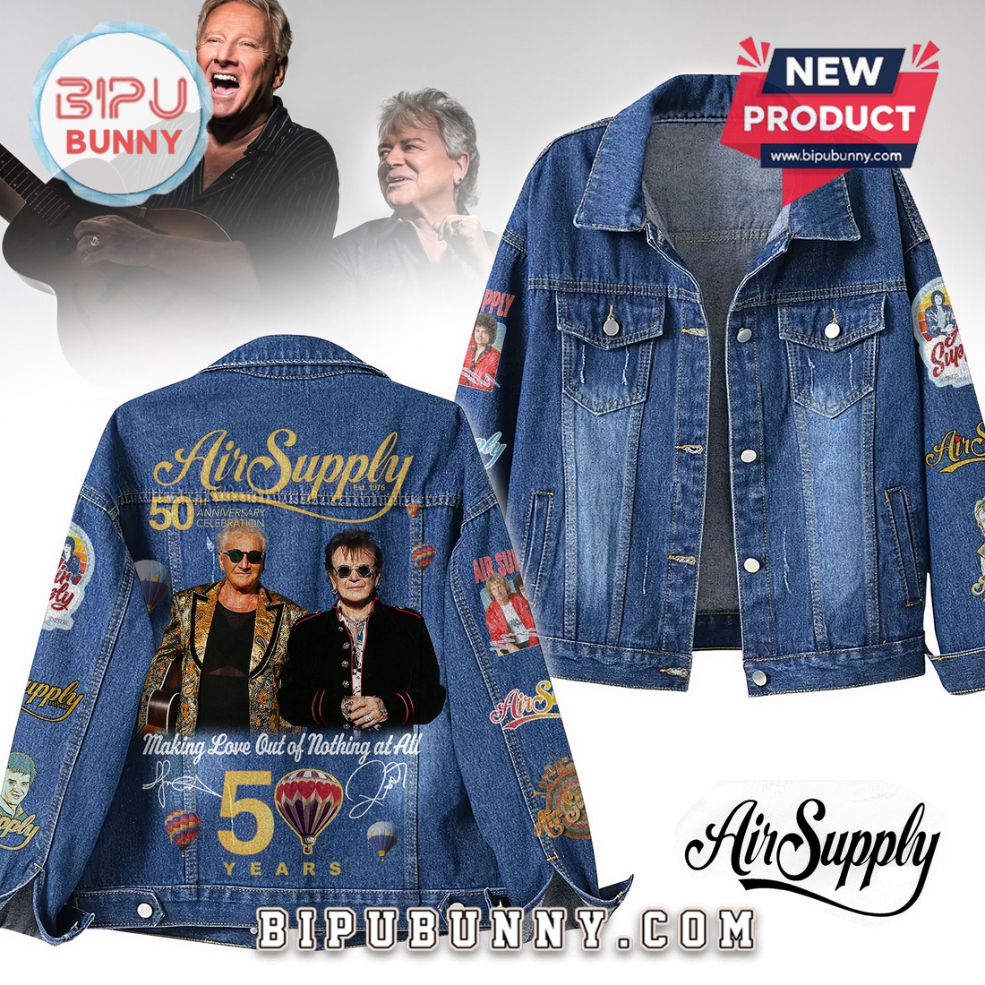 50th Anniversary Celebration Of Air Supply Denim Jacket 50th Anniversary Celebration Of Air Supply Denim Jacket