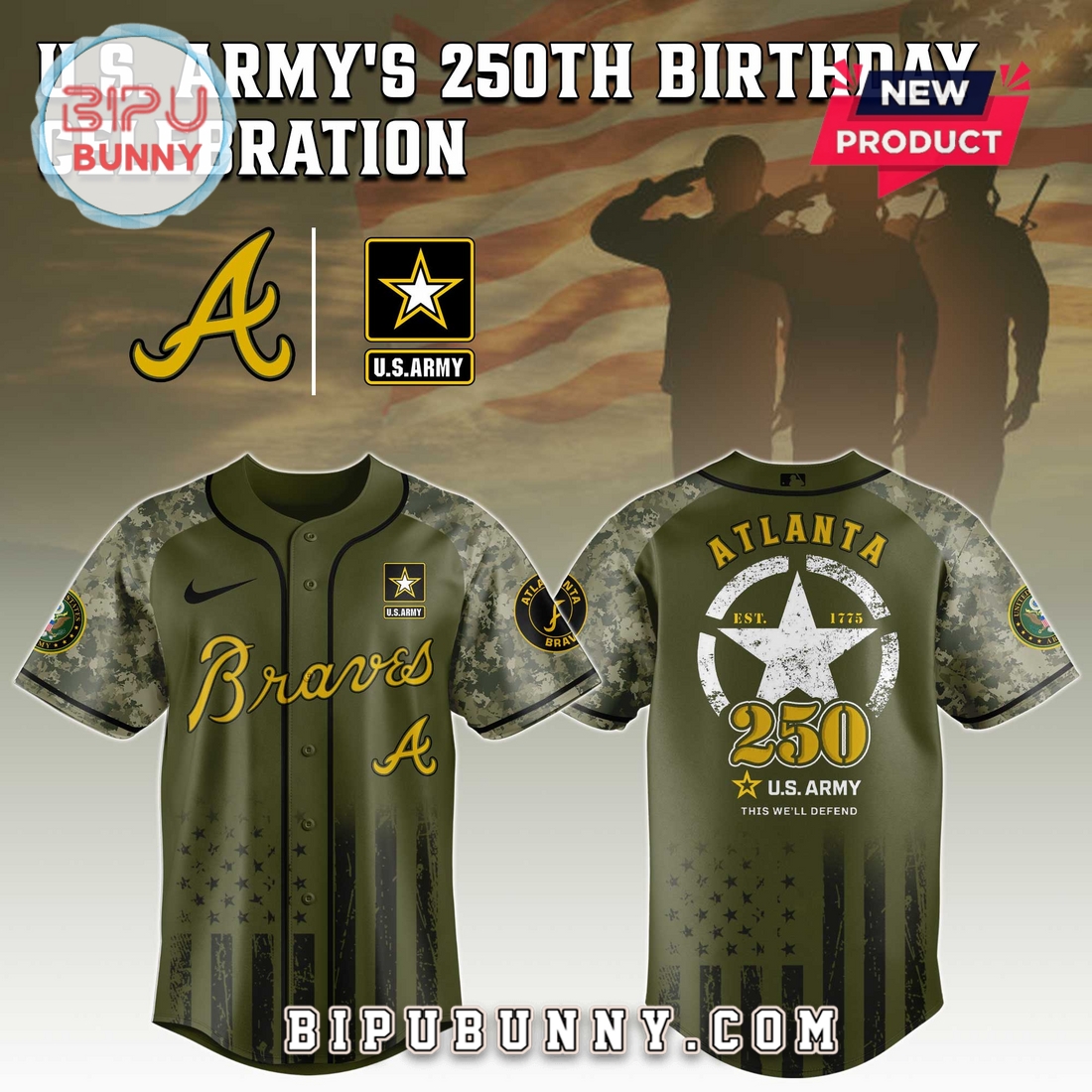 Atlanta Braves MLB x 250 U.S. Army Baseball Jersey Atlanta Braves MLB x 250 U.S. Army Baseball Jersey