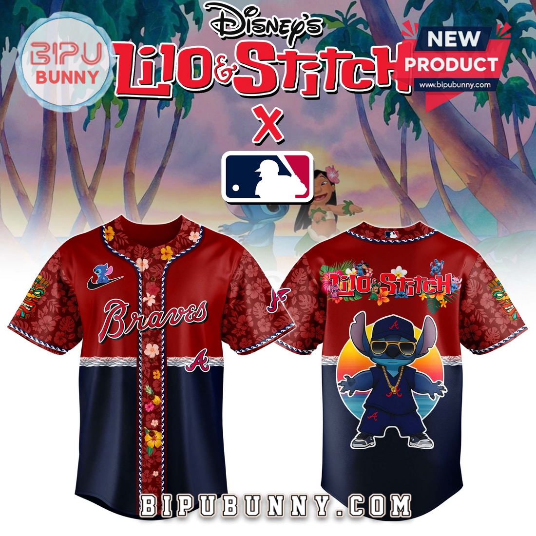 Atlanta Braves x Lilo and Stitch Baseball Jersey 2025 Atlanta Braves x Lilo and Stitch Baseball Jersey 2025