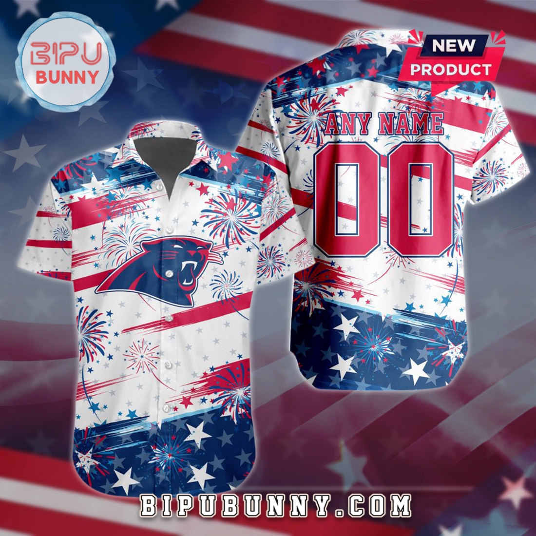 Carolina Panthers 2025 Independence Day 4th Of July Hawaiian Shirt Carolina Panthers 2025 Independence Day 4th Of July Hawaiian Shirt