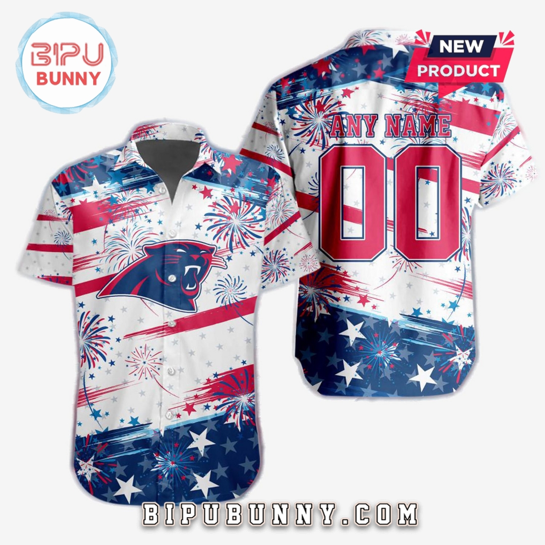 Carolina Panthers 2025 Independence Day 4th Of July Hawaiian Shirt Carolina Panthers 2025 Independence Day 4th Of July Hawaiian Shirt