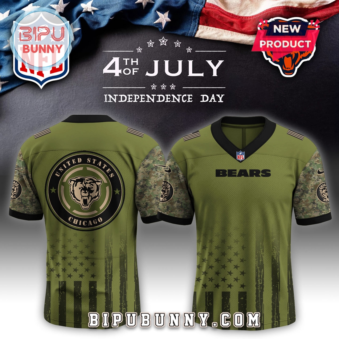 Chicago Bears NFL x Independence Day Baseball Jersey Chicago Bears NFL x Independence Day Baseball Jersey