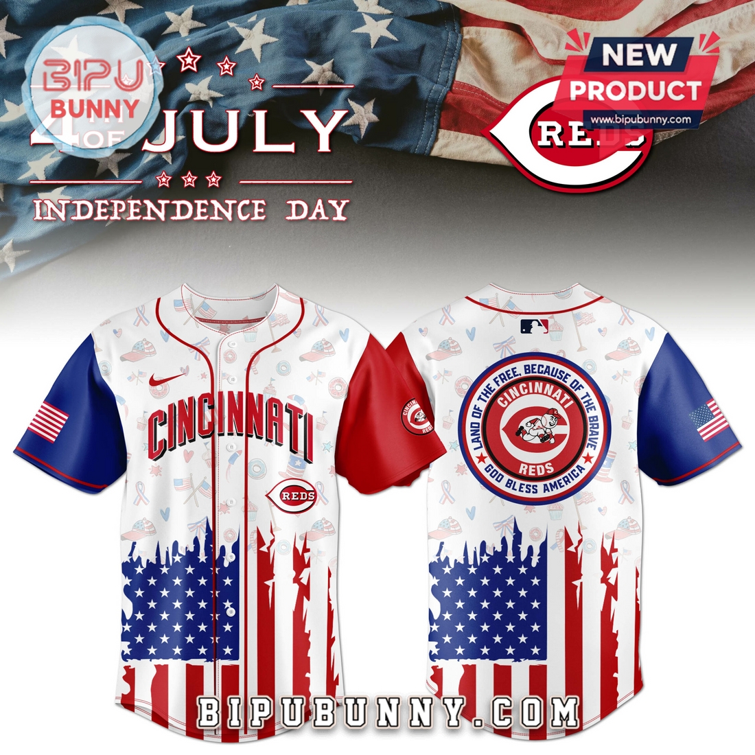 Cincinnati Reds Independence Day Baseball Jersey 2025 Cincinnati Reds Independence Day Baseball Jersey 2025