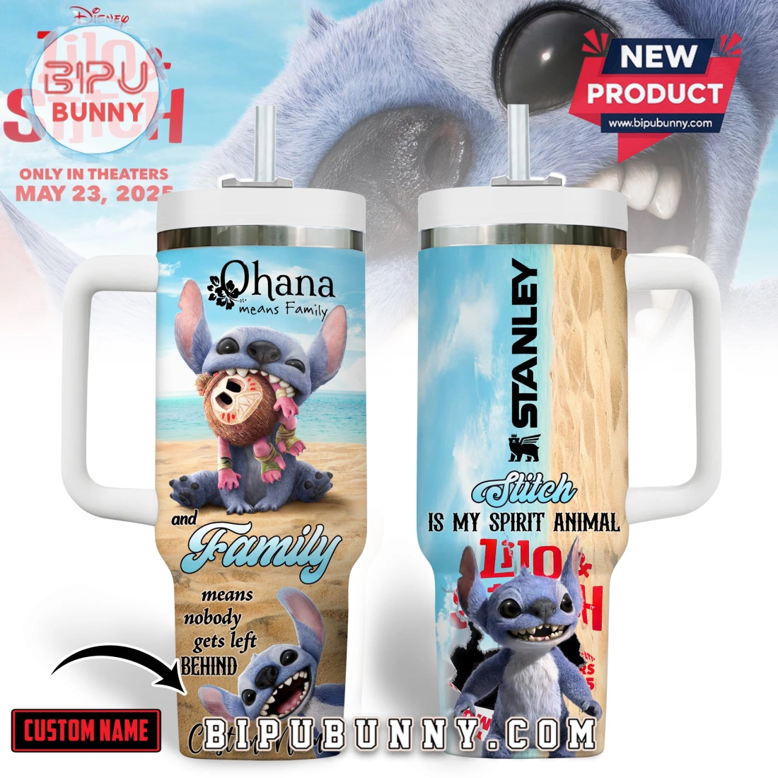 Custom Lilo And Stitch Tumbler With Handle 40oz, Stanley Tumbler Custom Lilo And Stitch Tumbler With Handle 40oz, Stanley Tumbler