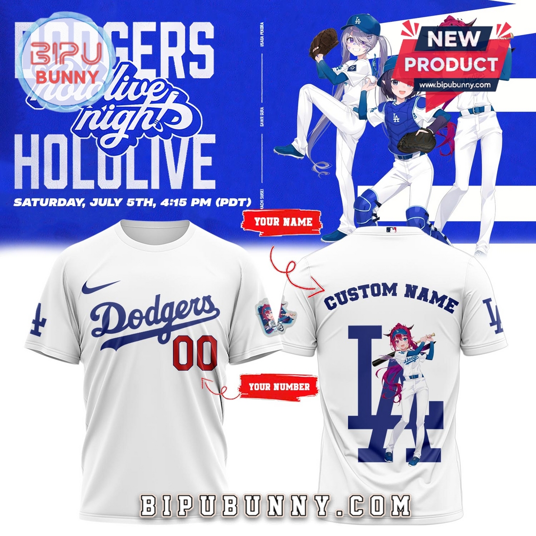 Custom Los Angeles Dodgers Hololive Night IRyS Shirt Custom Los Angeles Dodgers Hololive Night IRyS Shirt