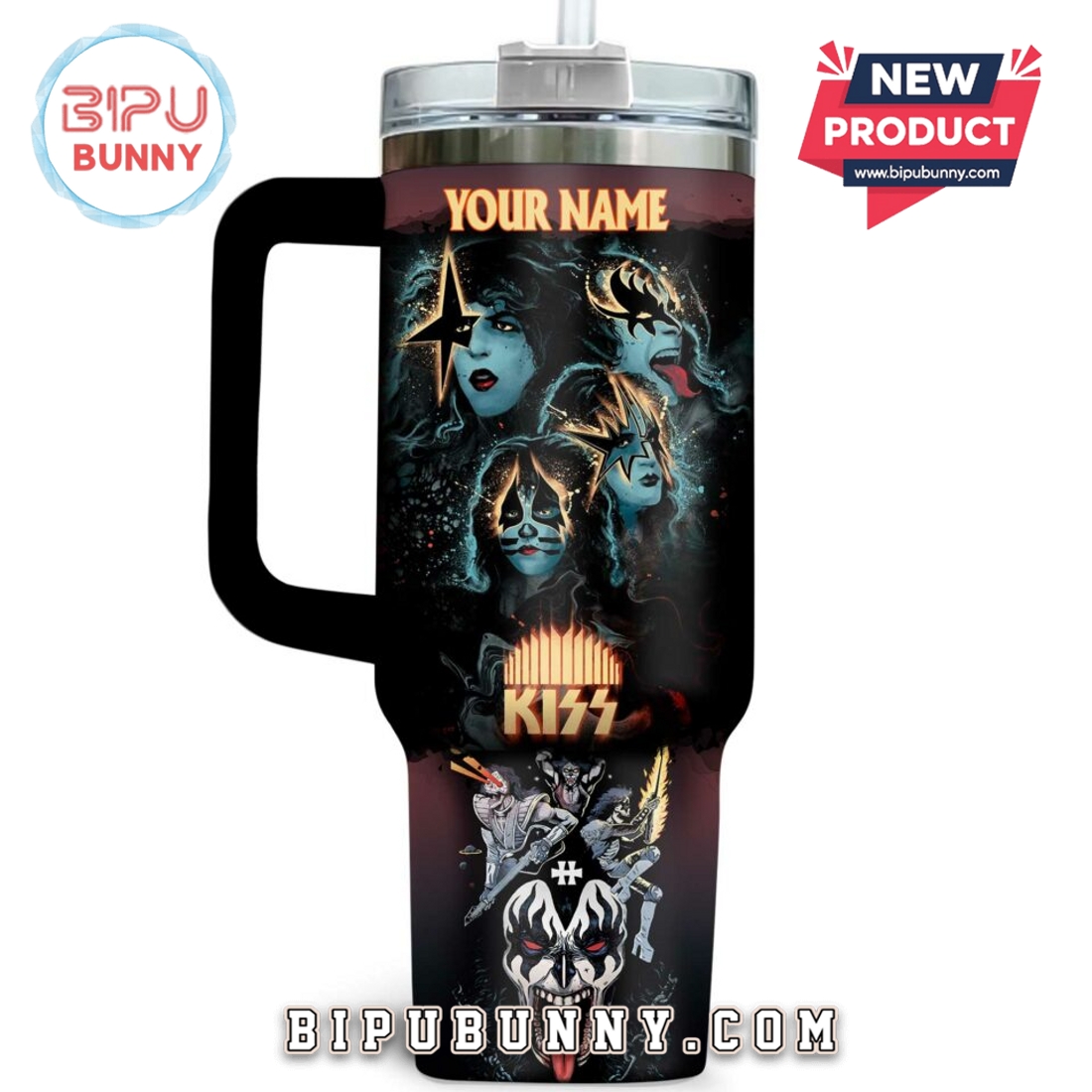 Custom Name Kiss Tumbler With Handle 40oz, Stanley Tumbler Custom Name Kiss Tumbler With Handle 40oz, Stanley Tumbler