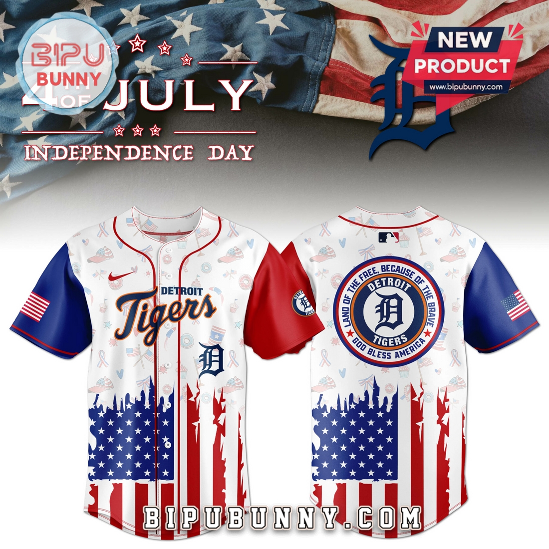 Detroit Tigers Independence Day Baseball Jersey 2025 Detroit Tigers Independence Day Baseball Jersey 2025