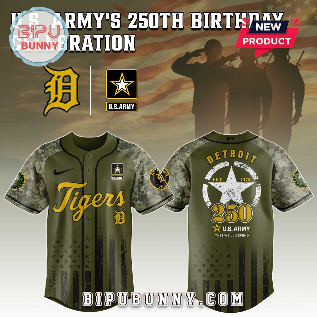 Detroit Tigers MLB x 250 U.S. Army Baseball Jersey Detroit Tigers MLB x 250 U.S. Army Baseball Jersey