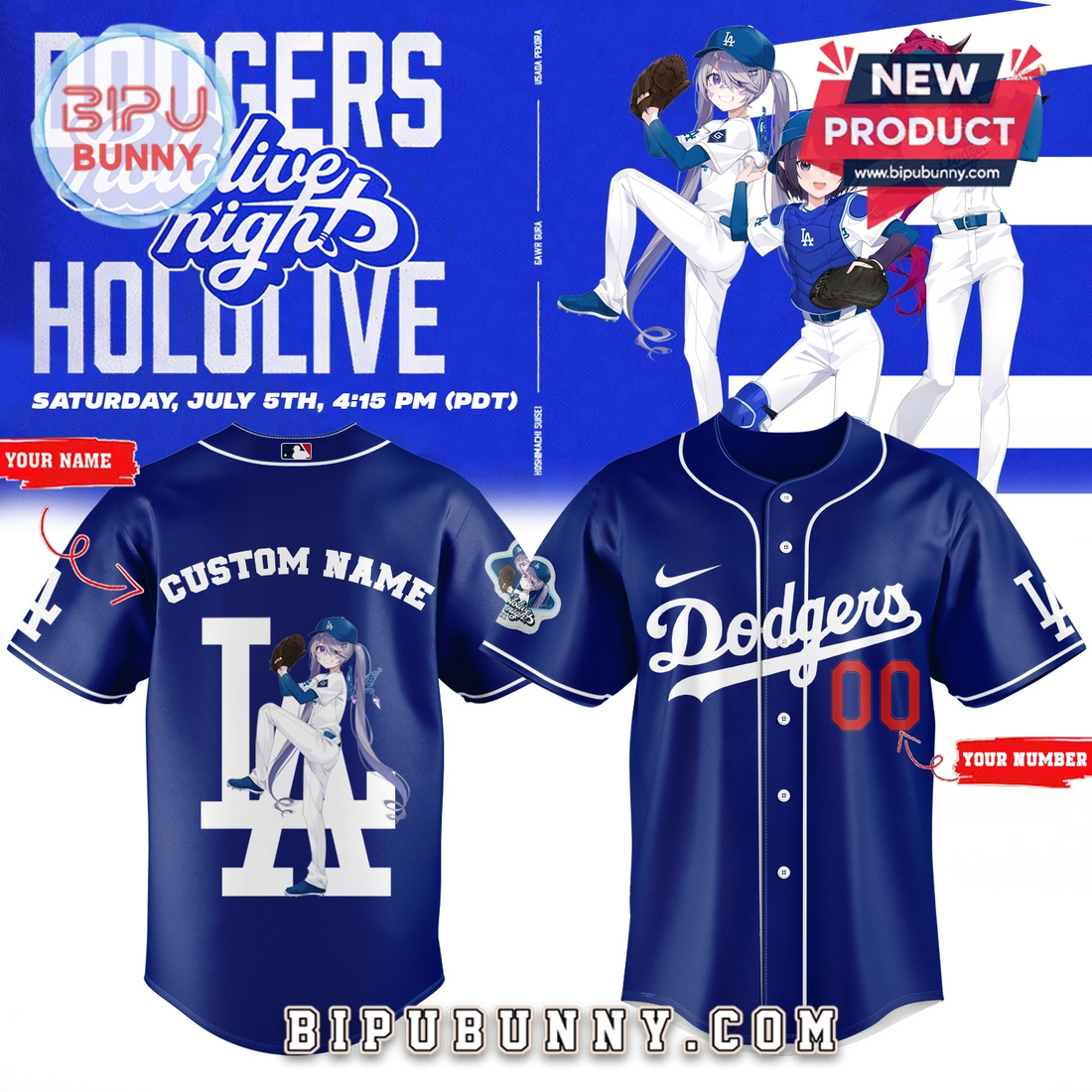 Dodgers Hololive Night Biboo 2025 Navy Baseball Jersey Dodgers Hololive Night Biboo 2025 Navy Baseball Jersey