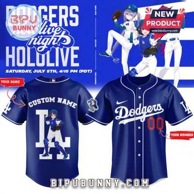 Dodgers Hololive Night Ina’nis 2025 Navy Baseball Jersey
