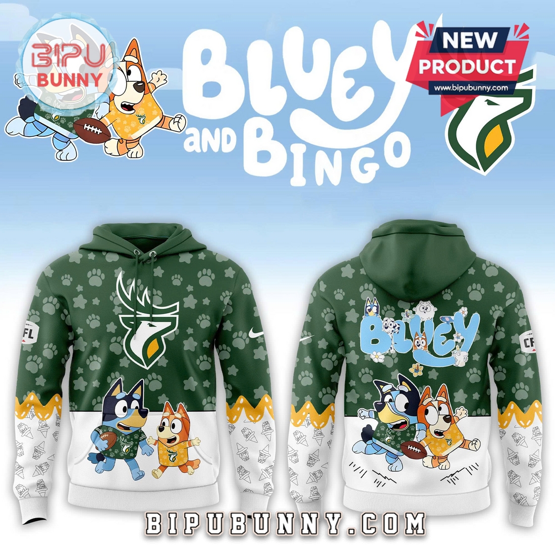 Edmonton Elks CFL x Bluey and Bingo Hoodie And Pants Edmonton Elks CFL x Bluey and Bingo Hoodie And Pants