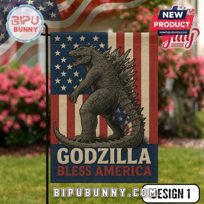 Godzilla Bless America Happy 4th Of July Flag Godzilla Bless America Happy 4th Of July Flag