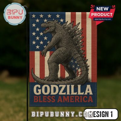 Godzilla Bless America Happy 4th Of July Flag