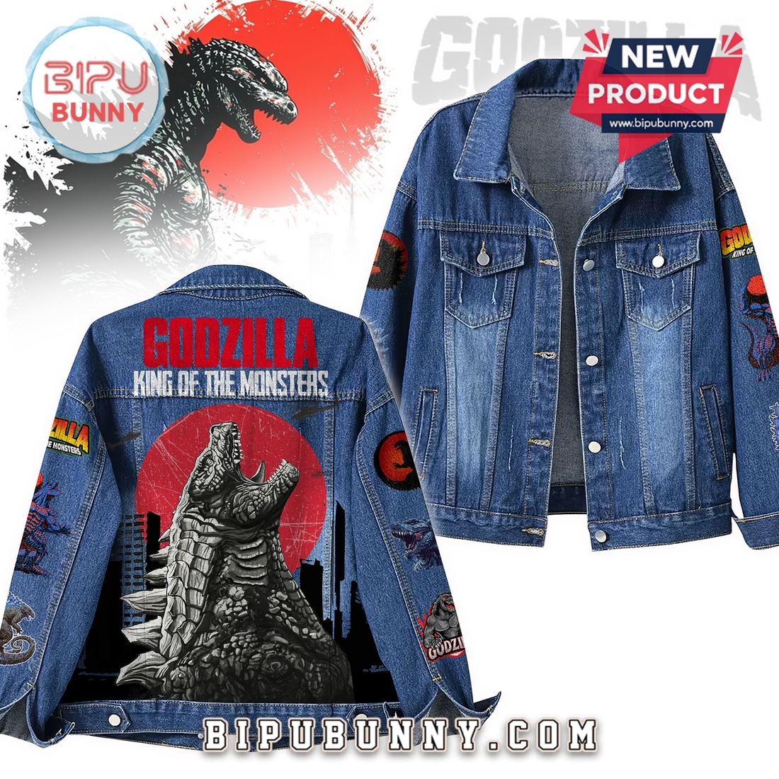 Godzilla King Of The Monsters 2025 Denim Jacket Godzilla King Of The Monsters 2025 Denim Jacket