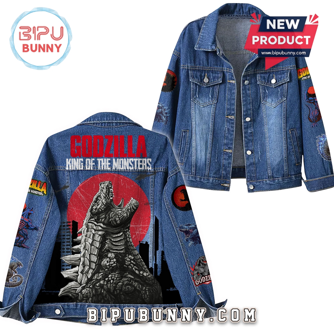 Godzilla King Of The Monsters 2025 Denim Jacket Godzilla King Of The Monsters 2025 Denim Jacket