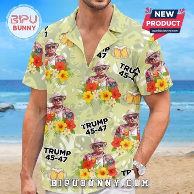 Hands Up And Get Your Drinks Up Trump Tropical Hawaiian Shirt