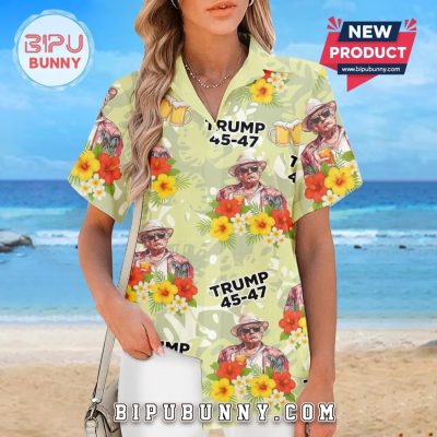 Hands Up And Get Your Drinks Up Trump Tropical Hawaiian Shirt