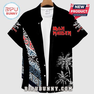 Iron Maiden Rock Band Short Sleeve Button Hawaiian Shirt