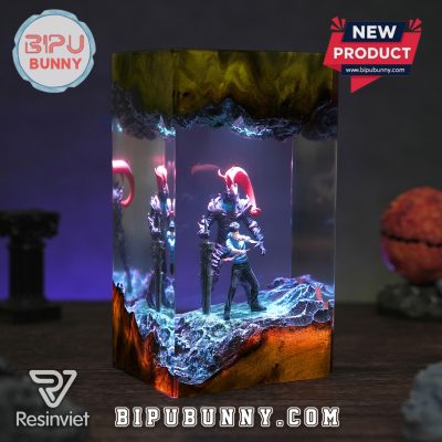 Jin Woo and Igris Solo Leveling Resin Lamp Jin Woo and Igris Solo Leveling Resin Lamp