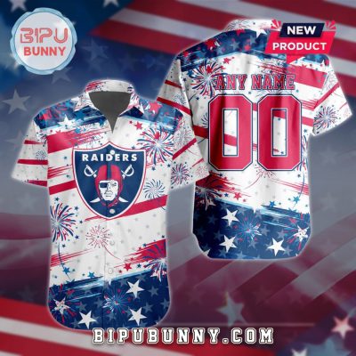 Las Vegas Raiders 2025 Independence Day 4th Of July Hawaiian Shirt