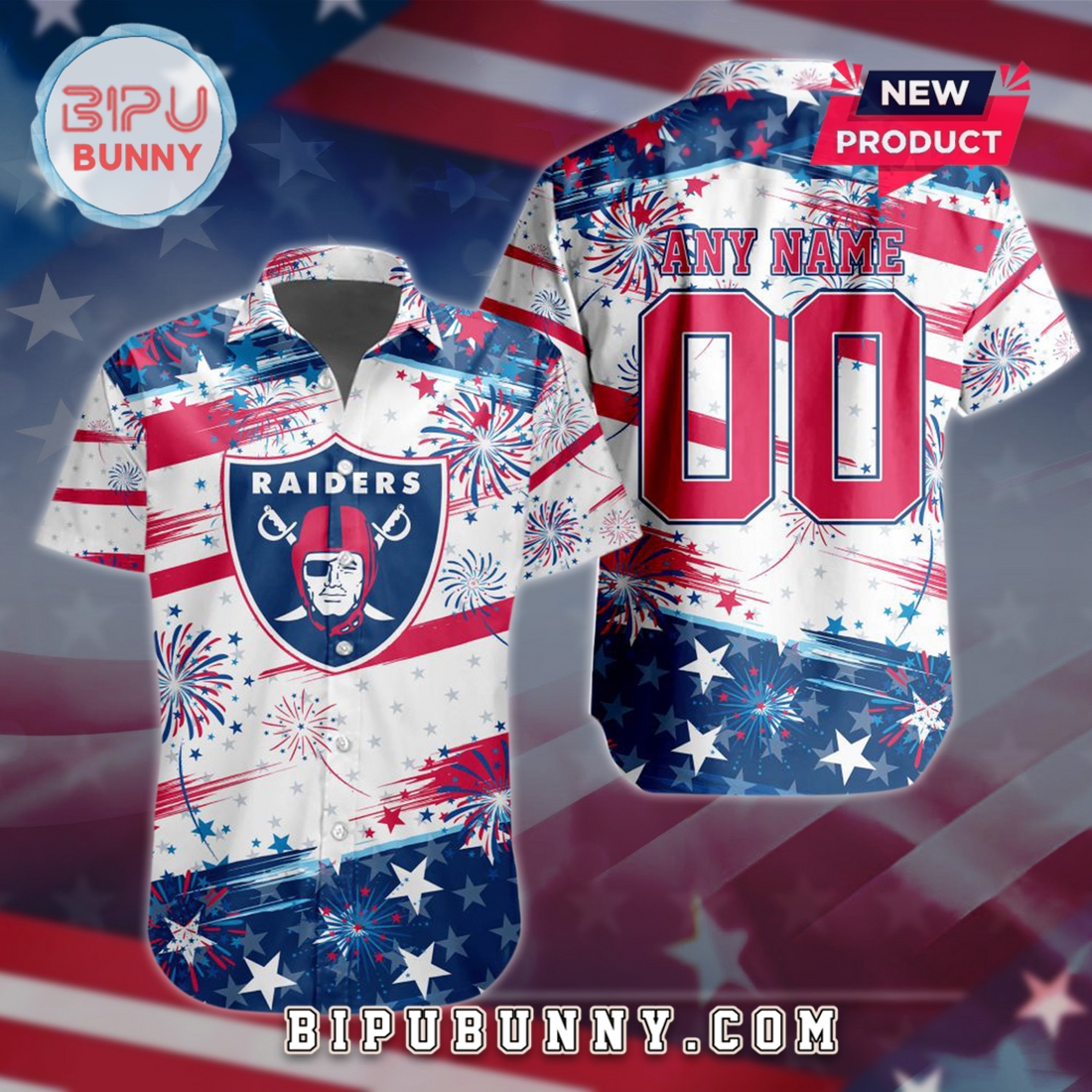Las Vegas Raiders 2025 Independence Day 4th Of July Hawaiian Shirt Las Vegas Raiders 2025 Independence Day 4th Of July Hawaiian Shirt