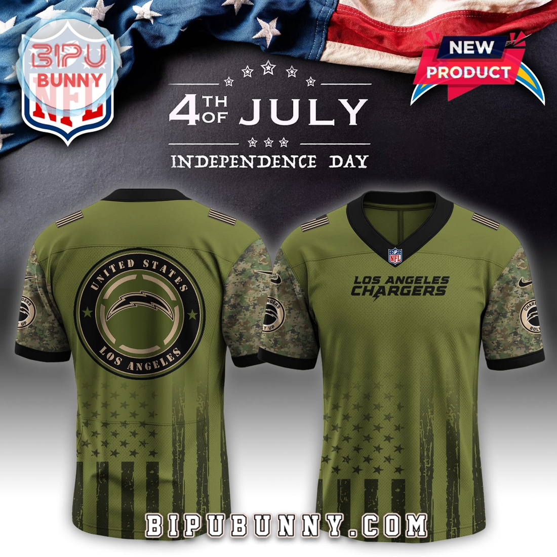 Los Angeles Chargers NFL x Independence Day Baseball Jersey Los Angeles Chargers NFL x Independence Day Baseball Jersey