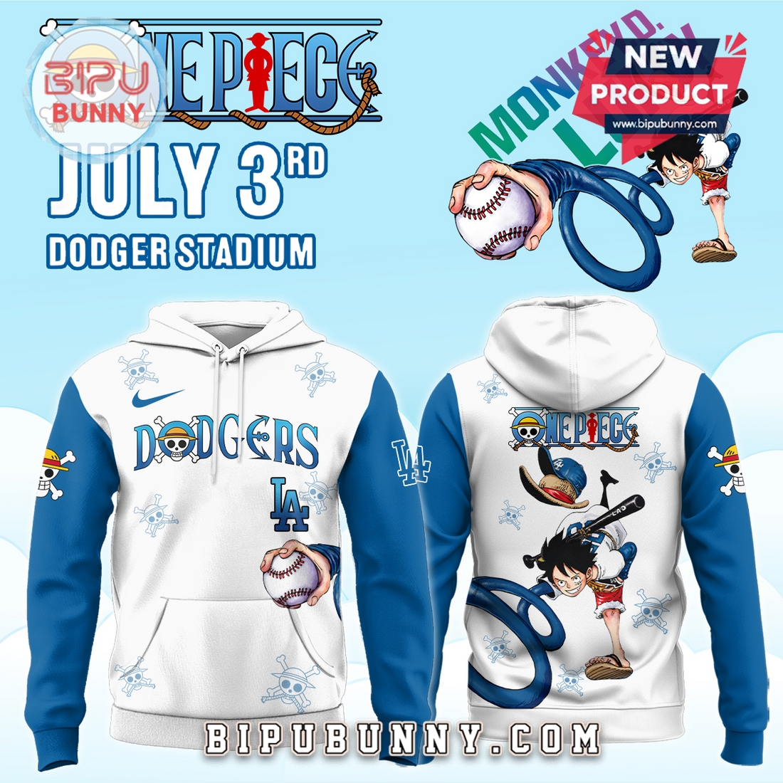 Los Angeles Dodgers 2025 x One Piece Night Hoodie Los Angeles Dodgers 2025 x One Piece Night Hoodie